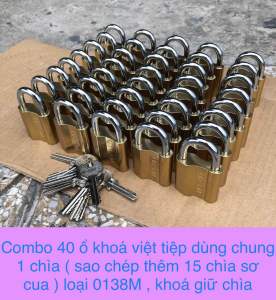 Set 40 ổ khoá việt tiệp dùng chung 1 chìa ( sao chép thêm 15 chìa sơ cua ) loại 0138M  khoá giữ chìa