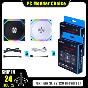 LIAN LI UNI FAN SL V2 SL120V2 Reverse Blade 10% Performence Upgraded Version RGB Fan Single Pack Black/White