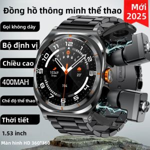 Đồng Hồ Thông Minh Nam 2025 Tích Hợp Tai Nghe Bluetooth 2 Trong 1 Theo Dõi Chuyển Động Nghe Nhạc Theo Dõi Sức Khỏe Dành Cho Android & iOS