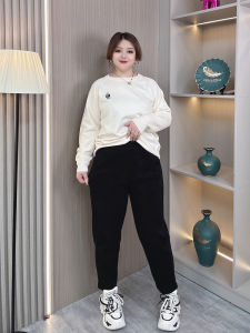 plus Size Casual Trousers Womens Loose Elastic Waist Harem Pants Fashionable Nine-Point Slimming Pants Spring Autumn New Style