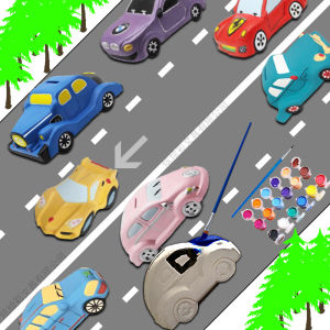 เด็ก DIY สี 4S Store รถ สีขาว ของเล่นตุ๊กตาเซรามิคภาพวาดกล่องเงิน < Ne1> แม่พิมพ์บรรจุสี