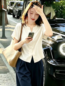Acetic Silk Satin Short Sleeve Shirt Loose