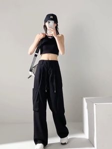 Pants For Women New Style 2024 Loose High Waist Jogging Pants Pure Cotton Casual Pants High Quality Plus Size Wide Leg Pants