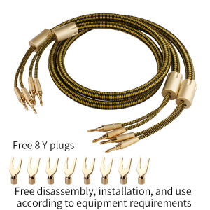 YYTCG | YYTCG One Pair HIFI Silver-plated Speaker Cable High-end 7N OCC Speaker Wire For Hi-fi Systems Y Plug Banana Plug Speaker Cable