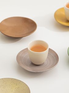 Yutian Roast Stoneware Coaster Retro Japanese Style Ceramic Heat Proof Mat Tea Mat Teaware Tea Saucer Cup Saucer Hotel Small Dish Dish