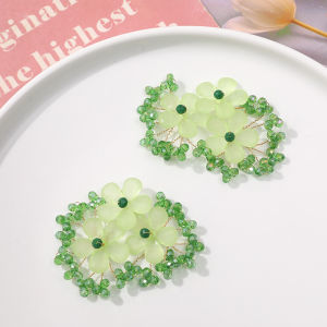 Handcrafted Beaded Hairpins Ear Jewelry Material Peach Blossom Branch Flower Cluster DIY Woven Floral Hair Accessories