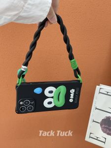 Black Silicone Phone Case with Crossbody Strap Handheld Design Anti-fall Compatible with Huawei And  16Promax Durable TPU Material