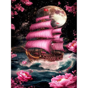 KAYOU | Paint for Adults Sailboat on Canvas No Frame Painting By Numbers Moonlight Landscape Handpainted Wall Art
