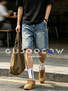GUJOOCOW | Retro Distressed Denim Shorts
