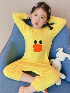 เด็กเป็ดสีเหลือง Onesie ชุดนอนสําหรับ All Seasons Modal ผ้าการ์ตูนสไตล์แขนยาว Climb Up Design Baby Face Mask ถุงนอน