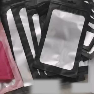 VOKEP 100Pcs Black  zip lock bag Mylar Bags Jewelry Storage Hanging Bags Zipper bag Storage Supplies Black