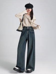 High Waist Bell Bottom Jeans Womens Straight Leg Denim Pants Autumn New Design Casual Cotton Trousers with Pockets Zipper Closure