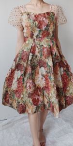 6930 Mayaca Vintage Flare Dress Bunga Import Gaun Elegan Retro Style