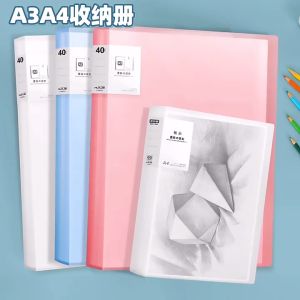 A3/8K Clear Book File Folder Organizer Binder with Clear Sleeves Long Paper Storage Document Display Book for School Office 30/60 Pockets