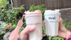 THRST（13oz=370ml）Ceramic liner Stainless Steel Coffee Mug With Lid Vacuum Thrst Flask Hot And Cold Tumbler Water Bottle