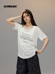 เสื้อยืดแขนสั้นผู้หญิง ACME AURA ทรงหลวม ผ้าฝ้ายแท้ ทรงเข้ารูป ดีไซน์เก๋ไก๋ แฟชั่นฤดูร้อน คอกลม ปกติ