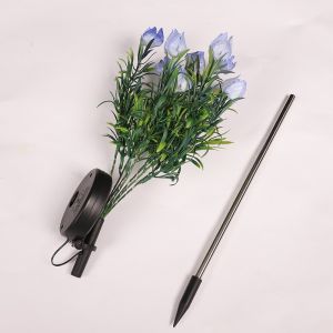 Gardenia Solar Flower Stake Pink Buds and Green Foliage with LED Accents for Wedding Entrances