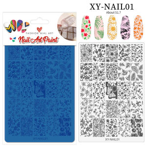 YYM Mixed Pattern Nail Art Stamping Plates Flower Bow Heart Print Design Stainless Steel Nail Templates Stamp Stencils Manicure