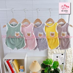 _[Sale To] Quần Áo  Đồ Bộ Ba 3 Lỗ Trẻ Em Bé Trai Bé Gái Minky Mom Đồ Bộ Quần Áo Mặc Nhà Sát Nách Trai Gái 3 LỖ GẤU NÂU Bé_Xinh_Shop