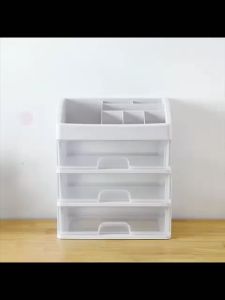 QB Makeup Organizer Office Desk Stationary Storage box 3 layer Plastic Stacking Cosmetic Drawer Shelf Bekas alat tulis