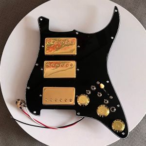 Prewired Loaded Guitar Stratocaster Pickguard HHH Pick Guard Ainico 5 Humbucker Pickups Gold Pickups Multi Switch for Fender Electric Guitar Parts
