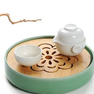 Circular Heavy Bamboo Tea Tray