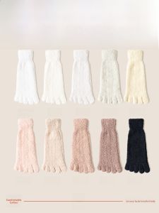 JINGCHI | Womens Winter Thickened Coral Fleece Five-Finger Socks Warm Sleep Floor Socks Mid-Calf Fluffy Coral Velvet Polyester Fiber