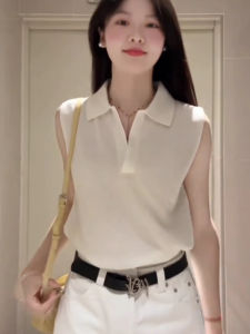 chaqi | New Style Korean Pure Color Sleeveless Collar Pullover Knit Vest
