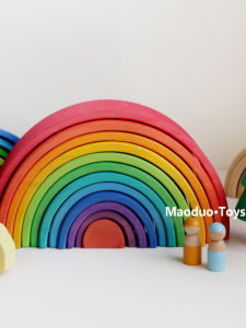 Montessori Educational Rainbow Beech Wood Building Blocks