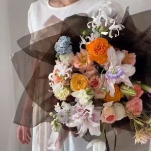 Isi 20 Lembar Kertas Buket Bunga Full Color Transparan Flower Wrapping Paper Full Color OPP TRANSPARENT KB102