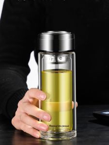 Fuguang | Double Layered Thickened Lid Glass Cup Transparent Large Capacity