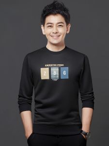 ROMON | Loose Fit Mens Hoodie Long Sleeve Round Neck Casual Print T-Shirt Fashionable Sporty Base Layer Shirt For Autumn Season