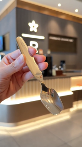 MI-C1404 Sendok Garpu Makan Anak Stainless Pegangan Pendek Sendok Makanan Penutup Anti Karat