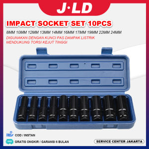 JLD Impact Socket Set 10Pcs 1/2 Inch 8-24MM Extension Impact Socket Panjang Mencapai Soket Nut Perbaikan AlaT BISA COD