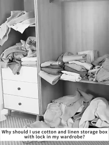 (With lock) Clothing Storage Box Waterproof Odorless With lock&Two-way zipper Moisture-proof Cotton Linen Dust-proof Washable Foldable Double handle