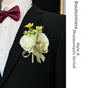 Nintendo | Original Fresh Green Orchid Elegant Wedding Groom Bride Corsages Bridesmaid Wrist Flowers