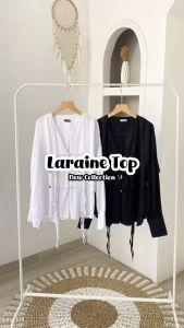 LARAINE TOP - FLOTTILICIOUS / Atasan Baju Wanita Katun Rayon Twill Adem Variasi Kancing Casual Tali