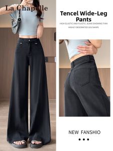 La Chapelle | Black Lightweight Wide Leg Jeans Slim Fit Short Stature