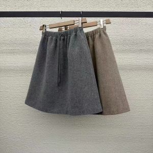 High Waist A-Line Mini Skirt Womens Checkered Elastic Waist Drawstring Polyester Blend Comfortable Soft Casual Skirt