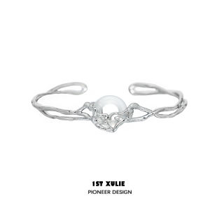 1ST XULIE | Vòng Tay Nữ Bạc Sterling Đá Má Não Trắng Tinh Khôi phong cách Minimalist Elegance