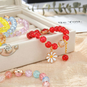 🔥B.two👍 Lovely Crystal Beads Daisy Charm Fortune Bracelet for Women Girls Wrist Chain Bangle Jewelry