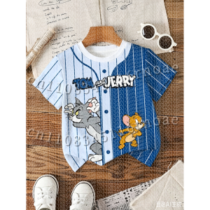 Hot Toys | TOM&JERRY Cartoon Pattern Printed Cute Childrens Casual Top Fashion Sports O-neck Short Sleeved T-shirt Summer Adult T-shirt