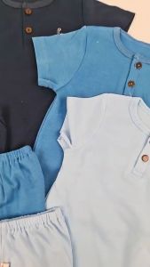 BABY HAI Iris Set - Setelan Kancing Depan Polos Baju Pendek Celana Pendek - Seri Coklat