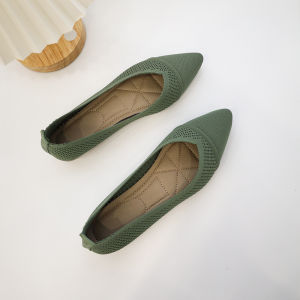 Not Tired Feet Womens Shoes Soft Bottom Flat Shoes Gommino Womens Spring & Fall Flats Pointed-Toe Soft Bottom Breathable Womens Knitted Shoes