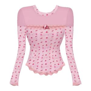 BINKAFENNY | เสื้อเบลาส์แขนสั้นแต่งระบายดีไซน์เก๋