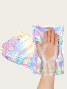 30/50pcs Laser Holographic Resealable OPP Bags Jewelry Retail Pouches Gift Packaging Bags Christmas