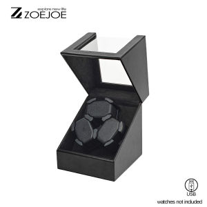 3 Slots Automatic Watch Winder Pu Leather Clear Cover USB Cable Low Noise Watch Winder Box Birthday Gifts For Men Women