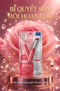 Son dưỡng màu DHC Color Lip Cream Plump (1.5g) dưỡng ẩm căng mọng giảm rãnh môi lên màu tươi tắn (Đỏ / Hồng / Chanh)