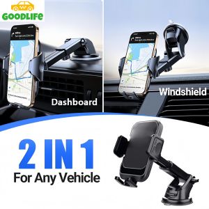 Upgraded 2-in-1 Car Phone Holder [Powerful Suction] Dashboard and Windshield Phone Holder 360° Adjustable Holder Compatible with All iPhones and Android Smartphones