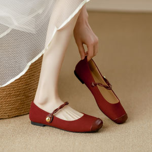 Chinse Style Flat Mary Jane Shoes Women Soft Comfortable Breathable Wedding Footwear Casual Flat Fashionable Slip-On Adults Ladyshoe Black Wedding Ladies Footwear